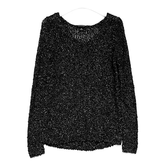 Club Monaco Boucle Sweater Womens SZ Large Wool Blend Long Sleeve VNeck Metallic - Picture 4 of 12